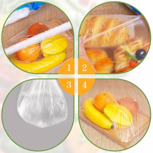 Image of Thickened Transparent Dust Cover, Upgrade Elastic Fresh Keeping Bags Universal Kitchen Wrap Seal Bags, Stretch Plastic Food Storage Covers for Food Fruit Vegetable Outdoor Picnic (35x47in,20pcs)