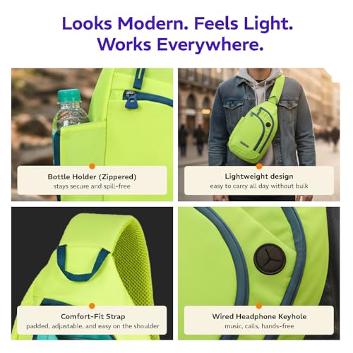 Image of Provogue Bolt Crossbody Bag for Men and Women, Sling Bag, Small Backpack, Multi-pocket Bag for Travel, Chest Bag with 8 inch Tab Pocket, One Side Shoulder Bag