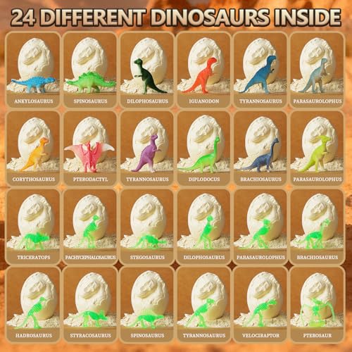 Image of Dinosaur Eggs Toys Dig Kit, 24 Dino Eggs, Dinosaur Toy for Kids, Science STEM Dinosaur Eggs for Birthday and Easter Gift, Easter Basket Stuffers, for Boys Girls Age 3+