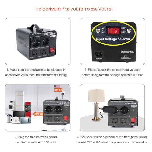Image of 1000W 110V to 220V EU Voltage Converter Transformer Step Up /Down Converter | 110 /120 Volt - 220 /230 /240 Volt w /US Power Cord(NO 220V Power Cord) Yinleader