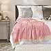 DII Diamond Stitch Woven Throw, Organic Modern, 50 x 60, Rose