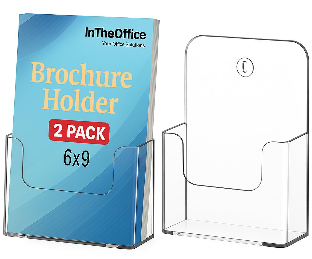1 intheoffice acrílico folleto soporte, plástico, 6 3/4 "W x 3 3/4" D "2 Pack"