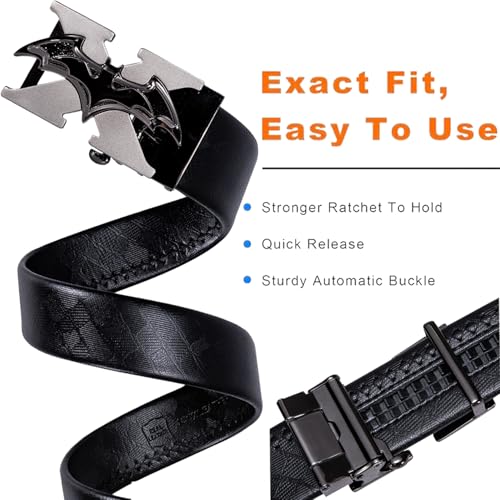 Barry.Wang Mens Ratchet Belt,Genuine Leather Belts 1 3/8" Automatic Buckle Carnival Dress Casual,Trim To Fit2