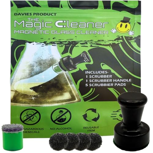 The Magic Cleaner Magnetic Glass Cleaner Kit |Mini, 12mm Size | For Water Pipes, Vases, Windows, Aquariums, Small, & all Shapes & Sizes | Cleans Hard to Reach Stains | Scrub via Magnet Glass Cleaner