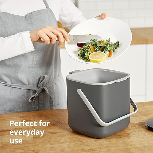 BLUE GINKGO Kitchen Compost Bin - Easy Clean Food Waste Bin for Kitchen with Handles | Countertop Compost Bin Kitchen Food Scrap Pail Bucket | Made in Korea (0.69 gal / 2.6L) - Green - Image 3