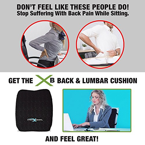 Xtreme Comforts Lumbar Pillow -100% Memory Foam Lumbar Cushion - Adjustable Strap/Carry Bag - Orthopedic Lumbar Support Pillow - Car Office Chair - Hypoallergenic Bamboo Washable Mesh Cover (3 Pack) - Thumbnail 4