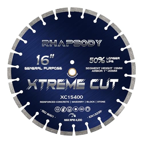 Image of RHAPSODY 16Inch Diamond Concrete Saw Blade,Segmented General Purpose Blade