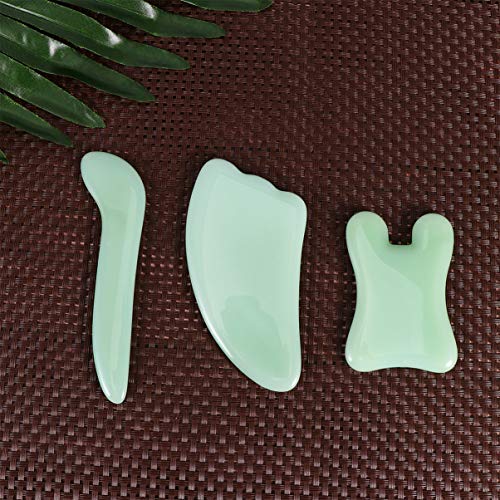 3 piezas de placas de jade para terapia de raspado, placas de tratamiento de color verde oliva con bordes lisos, accesorio duradero y de alta calidad, amigable con la piel miniatura 2