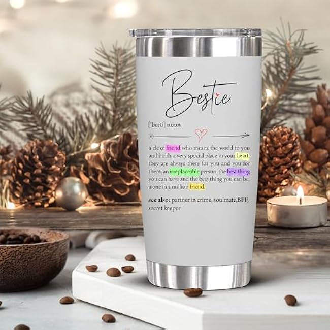 Stainless Steel Tumbler - 20 Oz Best Friend & Bestie Gift for Women, Perfect for Christmas & Birthday