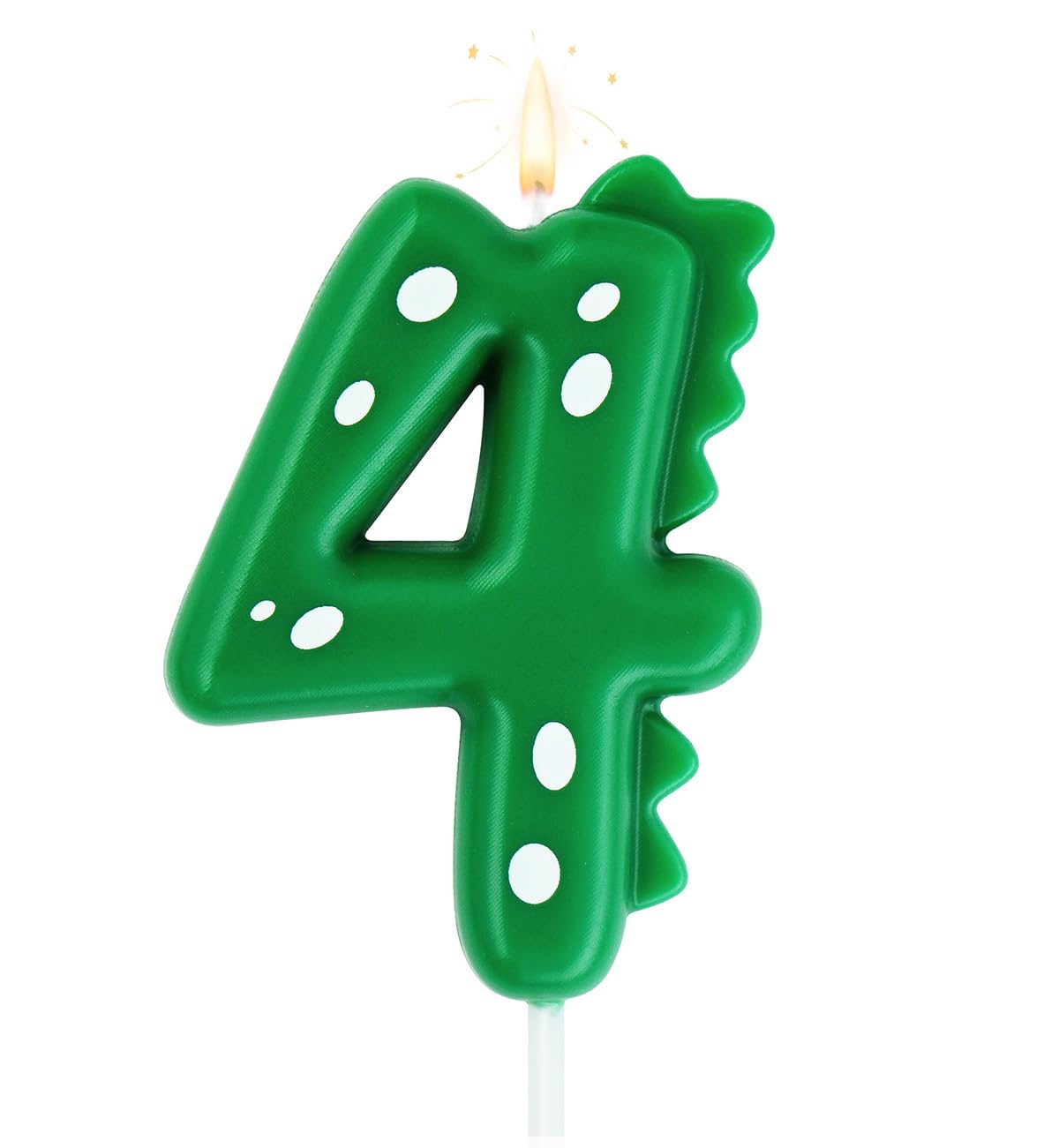 Eusbon Verde Birthday Candle 4 For Cakes, 7Cm Big Size Dinasour Number Candle For Cake Decoration, Dinasour Theme Forest Theme Birthday Party, Green