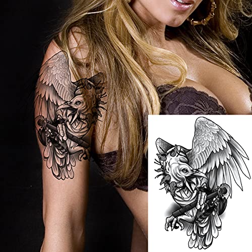 Kotbs 6 Sheets Black Tribal Realistic Animal Flower Temporary Tattoos For Men Women, Waterproof Tattoo Stickers For Teens Kids 3D Lion Tiger Leopard Bird Deer Pattern #TOP2
