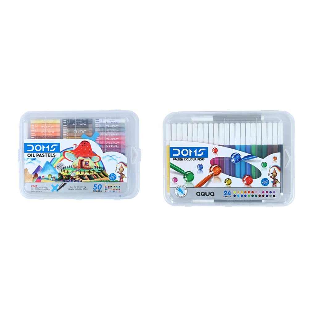 Doms Oil Pastel 50 Shades Plastic Pack Aqua Non-Toxic Watercolour