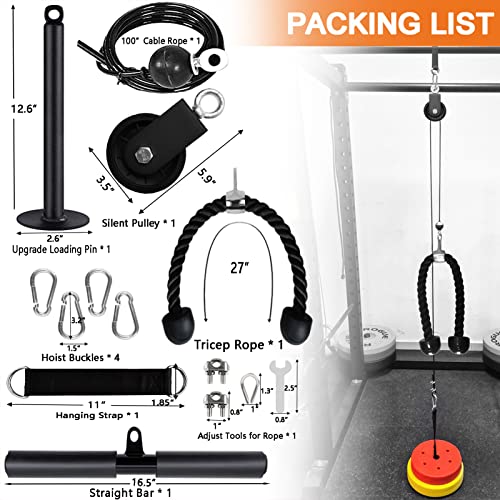 Favuit Cable Pulley System Home Gym, LAT Pull Down Weight Cable Pulley System DIY Home Gym Fitness Cable Machine Attachment for Gym LAT Pull Down Biceps Curl Tricep Arm Workouts - Image 2
