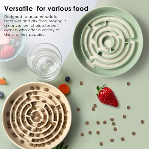 Anti Schling Napf für Hunde und Katzen I Slow Feeder I Leckmatte Hund mit großem Saugnapf I Schleckmatte Katze für Nassfutter (Hellgrün)