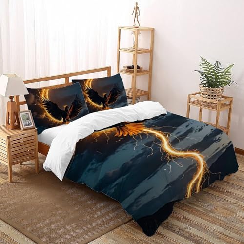 Housse de couette Animaux Imprimé 3D Lightning Eagle literie microfibre lit double enfant - 2