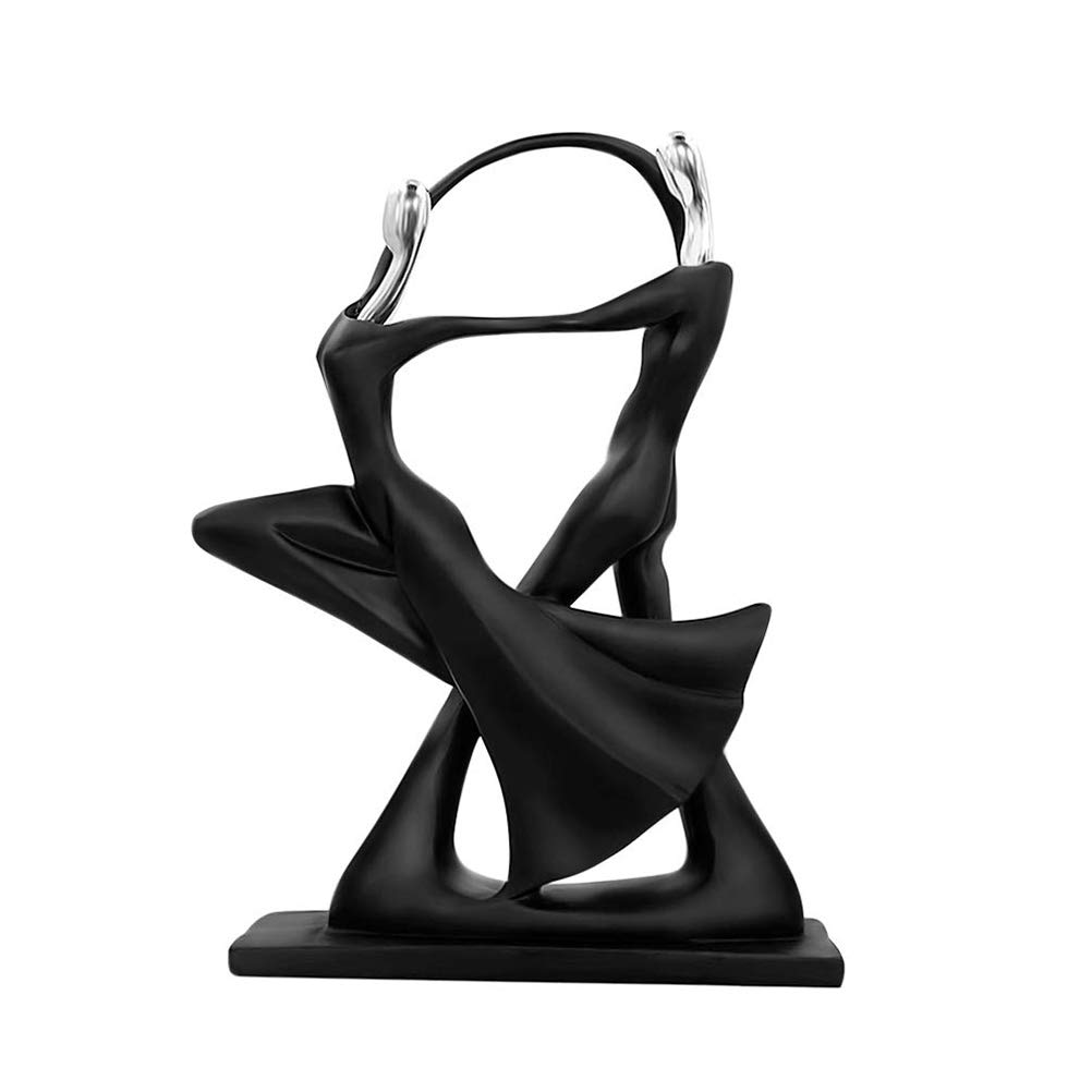 Aoneky Dance Figurines Dancing Couple Statue - Art Decoration for Home House Office, Gift for Girlfriend Wife Lovers Anniversary Birthday Wedding, Polyresin Sculpture Abstract Ornament Black