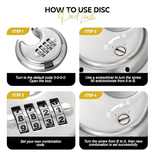 Image of Amazon Basics Number Locks for Door |Combination Lock Padlock Secure Number Lock | Multi-Purpose Lock for Home, Office, and Outdoor Use, Silver (Pack of 1)