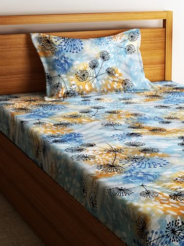 Image of Home Sizzler 210TC Floral Fusion Single Bedsheet with 1 Pillow Cover