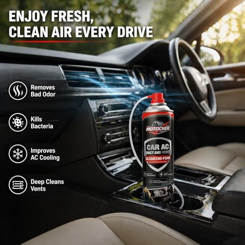 Image of Car AC Cleaner Foam Spray 600ML with Pipe | AC Vent & Duct Cleaner | Removes Odor, Dust & Bacteria | Improves Cooling | Suitable for All Cars