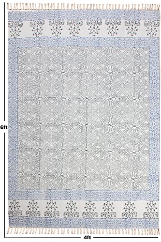 Tapis de bain bohème coton géométrique marron 120x450cm grand format pour chambre