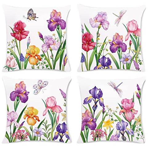 Bonhause Juego de 4 Funda de Cojín Flor 45x45cm Cover