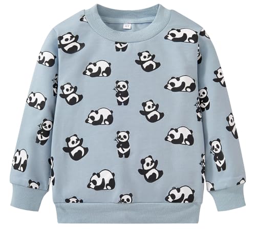 Image of Akyzic Boys Sweatshirts Cotton Long Sleeve Crewneck Pullover Toddler Kids Winter Warm Shirt Sweater Tops 3t-8t