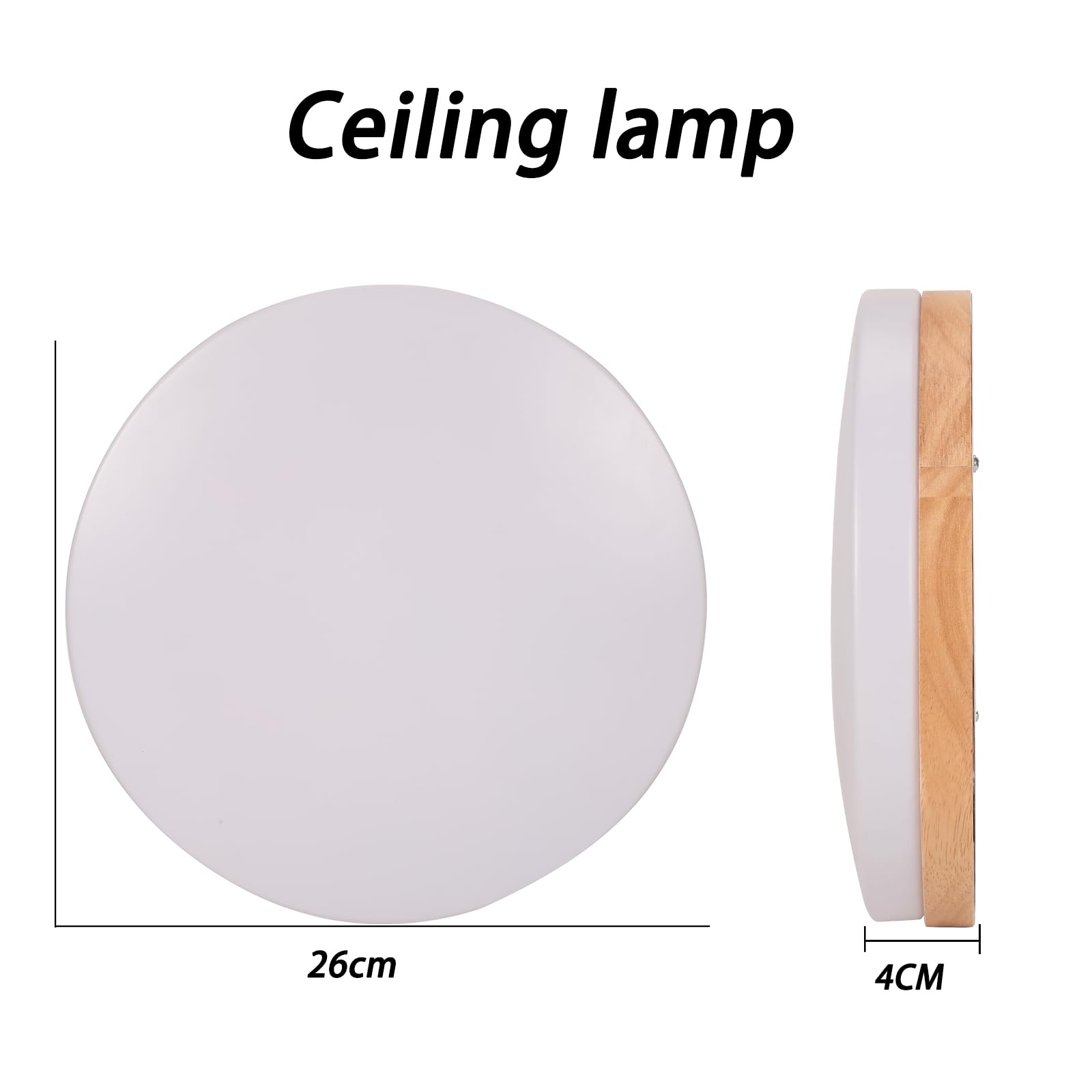 LIGKIN Modern LED Ceiling Light 18W 3000K Warm Light 1620LM Oak Wooden Ceiling Lamp diameter 26CM for Hallway Living Room Balcony Kitchen - Image 4