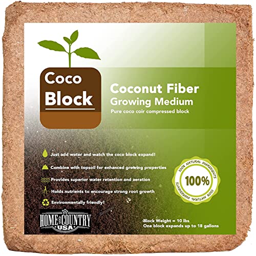 Home and Country Coconut Fiber Compressed Coco Coir Brick. Coco Coir is Great to use as a Compost Starter for Your Home Garden. Coco Coir Bricks Provide Organic Alternative to Peat Moss for Plants.10
