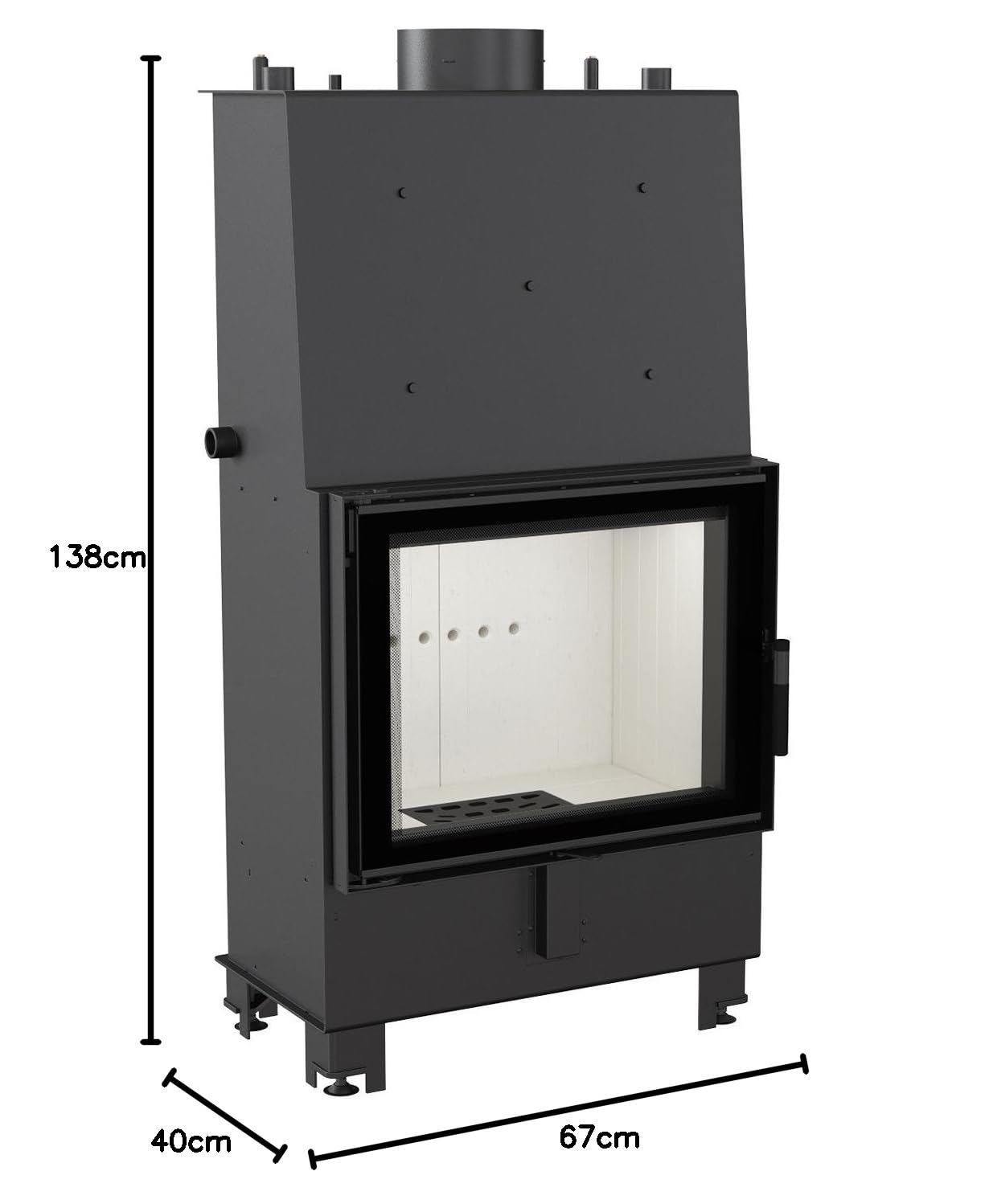 Kratki Lucy wasserführender Kamineinsatz – 12 kW Heizleistung – mit Wärmetauscher, BImSchV Stufe 2, große Sichtscheibe, Ø200 mm Rauchrohr, Acumotte, für Zentralheizung und Wohnräume