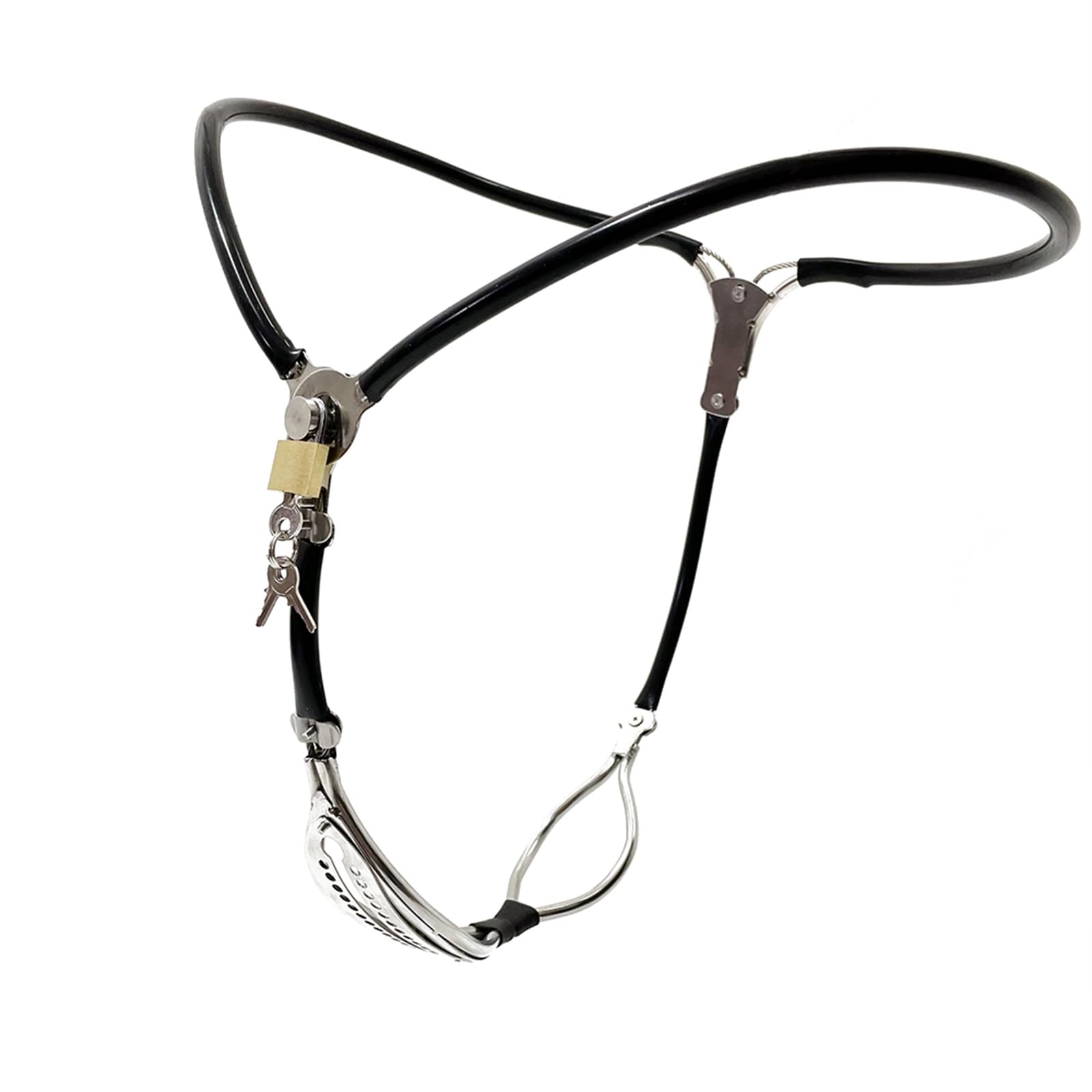 Cinturón de castidad de acero inoxidable for mujer con agujero anal plug BDSM bondage pantalones castidad ropa interior bloqueable juguete sexual erótico for mujeres(4 Bälle,60/90cm)