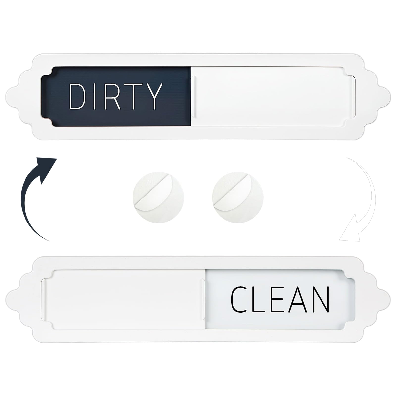 Dishwasher Magnet Clean Dirty Sign, Easy-Read Slider with Large Bold Font, Modern Minimalist Design & Durable Indicator for Kitchen Accessories