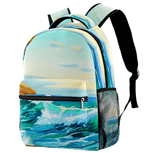 Mochila al aire libre con olas del océano perfecta para excursiones de fin de semana y senderismo