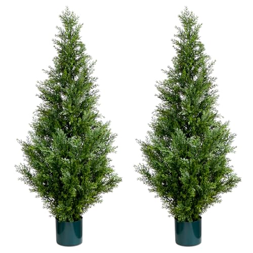Leflos Árbol topiario de Cedro Artificial, 120cm árbol de ciprés de imitación, árbol de ciprés Artificial Deco para salón, Oficina, Festival & Fiesta, 2pcs