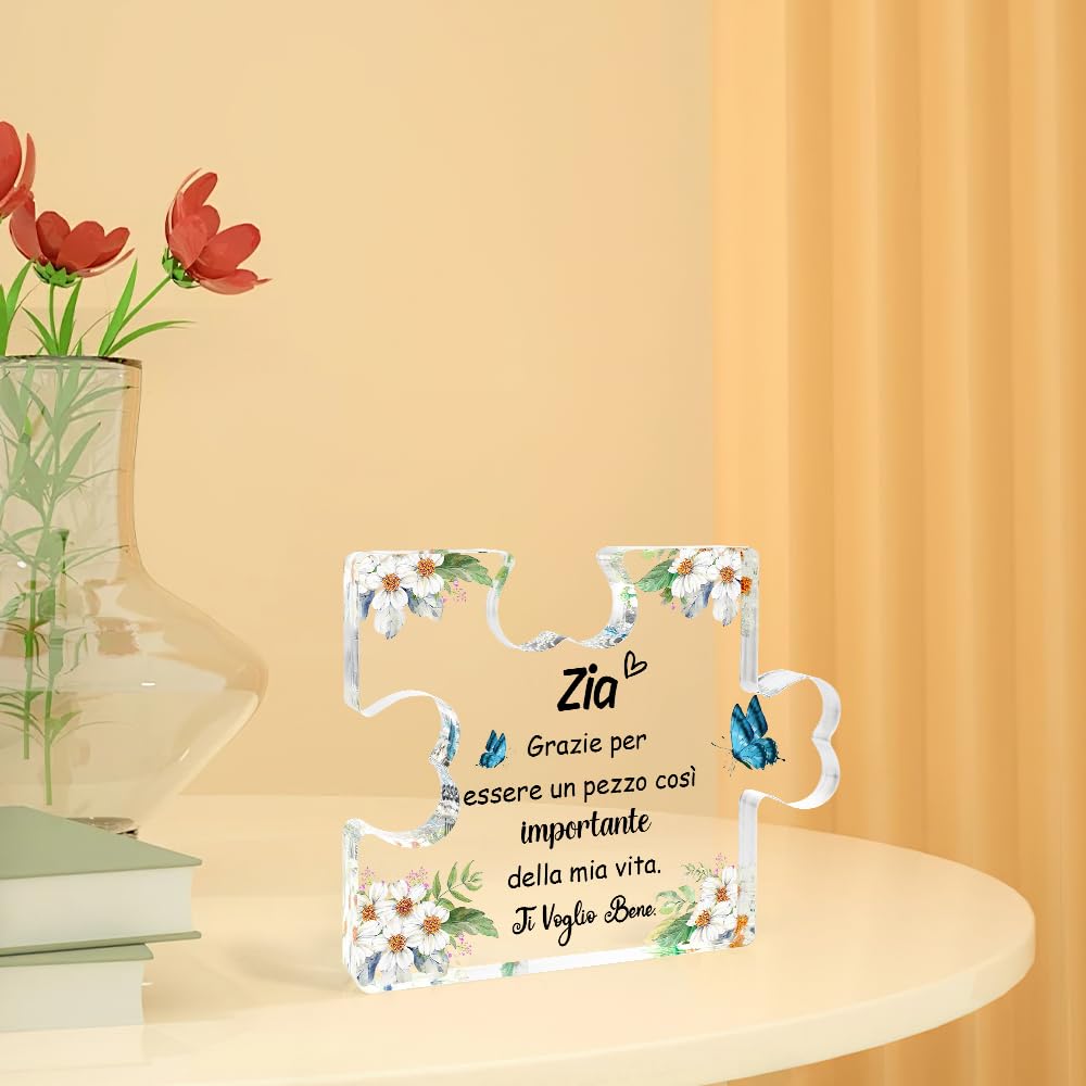 Aunt Gifts - Blocco di puzzle in acrilico, idea regalo per zia, 10