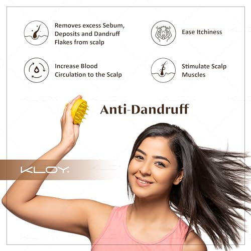 Image of KLOY Round Hair Scalp Manual Massager Shampoo Hair Brush, Super Soft Bristles for Exfoliating, Anti-Dandruff (Yellow)