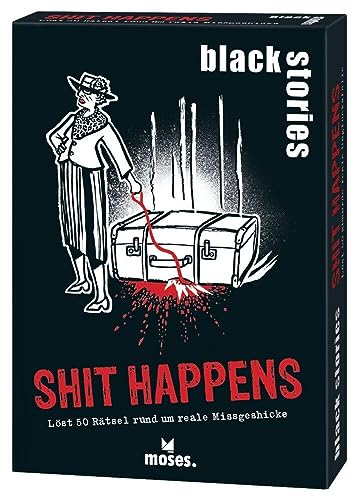 Preisvergleich Produktbild Moses 107118 black stories Shit Happens Edition, 50rabenschwarzeRätsel,DasKrimiKarten...