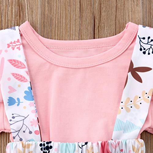 Conjunto de roupas para meninas da Páscoa com estampa floral e design de coelhinho da FENICAL (adequ
