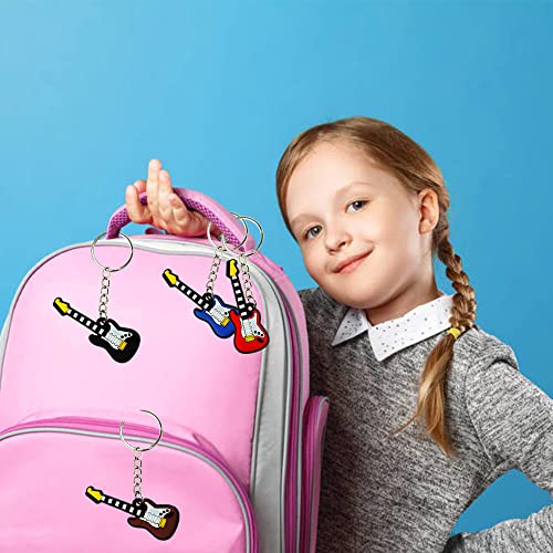 12 SET Guitar Party Favors Guitar Key Chains With Organza Bags Thank