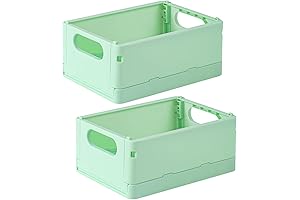 TRZZ 2-Pack Green Mini Stackable Plastic Storage Baskets