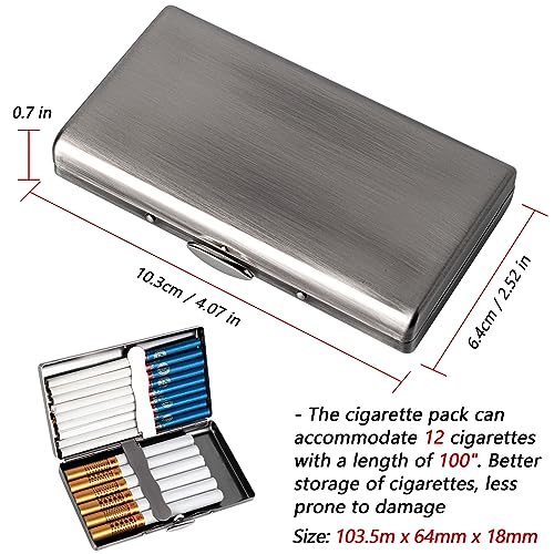 Image of Cigarette Case for Women and Men - Lightweight and Portable Cigarette Box and Holds 12 100mm Cigarettes, Bank Cards, Coins, and More - Stylish Design, Beautiful and Generous (Vntage Silver)