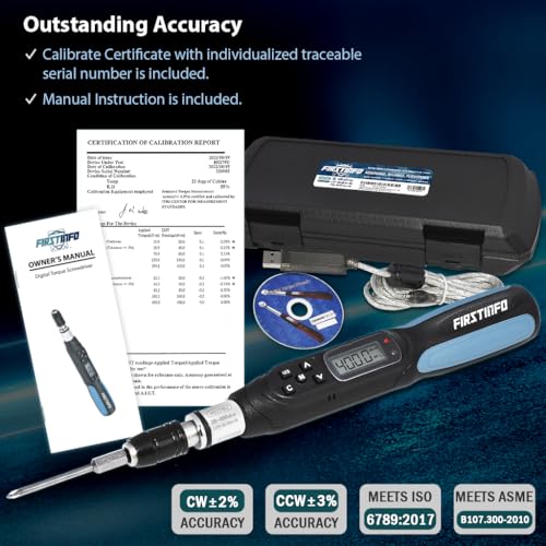 Image of FIRSTINFO H5279U Digital Torque Screwdriver, Dual Direction 1.77-35.39 in-lbs / 20-400 cN-m / 2.04-40.82 kg-cm, w / 250 Data Memory, Transmission Line, LED and Buzzer Notification, 9 Torque Preset