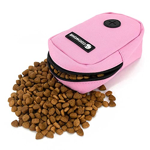 COOWONE Kleine Leckerli-Tasche mit Kotbeutel-Spender für Leine, tragbare Gehbeutel, Kotbeutelhalter, freihändige Hunde-Leckerli-Tasche (Rosa)