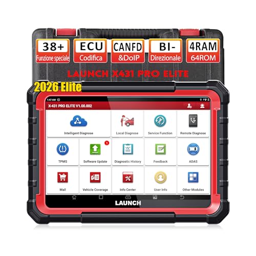 Launch X431 Pro Elite Obd2 Auto Diagnostica, Bidirezionale Diagnosi Auto In Italiano, Codifica Ecu Online, Sistema Completo, 38+ Reset Per Veicolo, Canfd&Doip, 2 Anni Di Aggiornamento