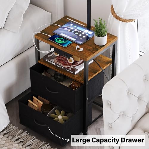 SUNMORY-Floor-Lamp-with-Table-2-Drawers-Lamp-with-USB-Port-and-Outlet-Nightstand-with-3-Color-Temperature-Led-Bulb-Included-Floor-Lamps-for-Living-Room-Bedroom-and-Home-Office-Rustic-Brown SUNMORY Floor Lamp with Table 2 Drawers Lamp with USB Port and Outlet Nightstand with 3 Color Temperature Led Bulb Included Floor Lamps for Living Room Bedroom and Home Office Rustic Brown