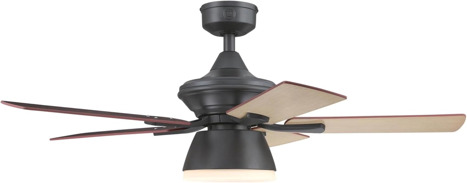 Westinghouse Lighting Nevada Traditional Indoor/Outdoor Ceiling Fan, LED Light Fixture with Opal Frosted Glass, Remote Control, 42 Inch, Iron Finish