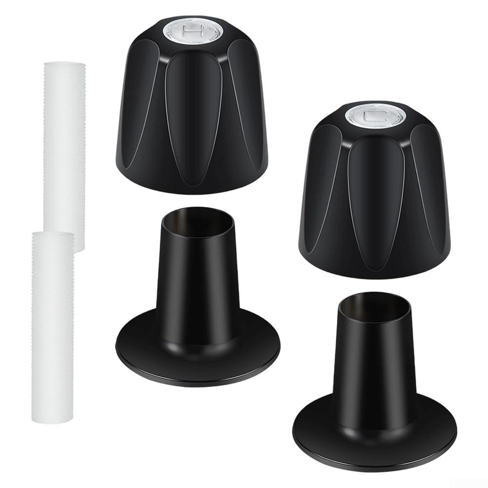 Mango para grifo Baño Negro Mate Repuesto Aleación Zinc 12 Dientes 9.5mm Válvula Bola Kit 2 Piezas