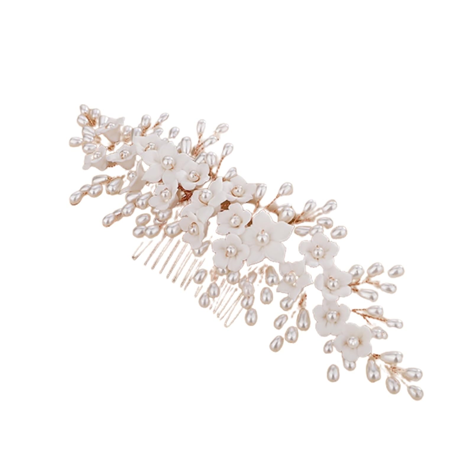 Catery Braut Stirnband – Goldenes Blütenblatt Haarranke Mit Perlen Für Hochzeit, Abiball & Festliche Anlässe