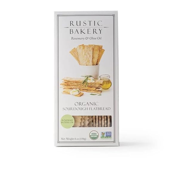 Generic Rustic Bakery Rosemary & Olive Flatbread Vegan, 6 oz, 4 Pack