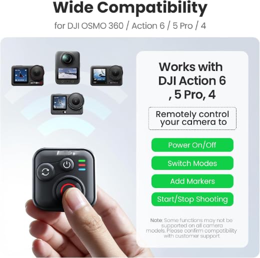 Image of Bluetooth Remote Control Compatiable for DJI Osmo Action 6 /Osmo Action 5 Pro /Action 4 /DJI OSM0 360 Cameras, Wireless 50M Remote Control Range Smart Action Accessories
