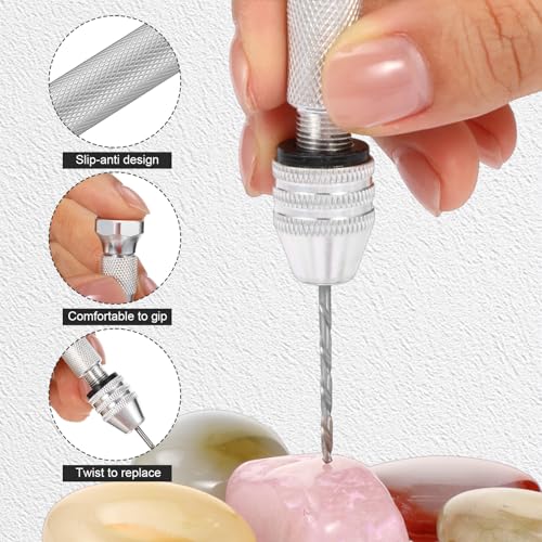 Image of Vinsot 95 Pieces Micro Hand Drill Bits, 1 Pin Vise and 94 Pieces Micro Twist and PCB Mini Drill Bits for DIY Wood Jewelry Resin Beads Polymer Clay Craft Model Making(Silver)